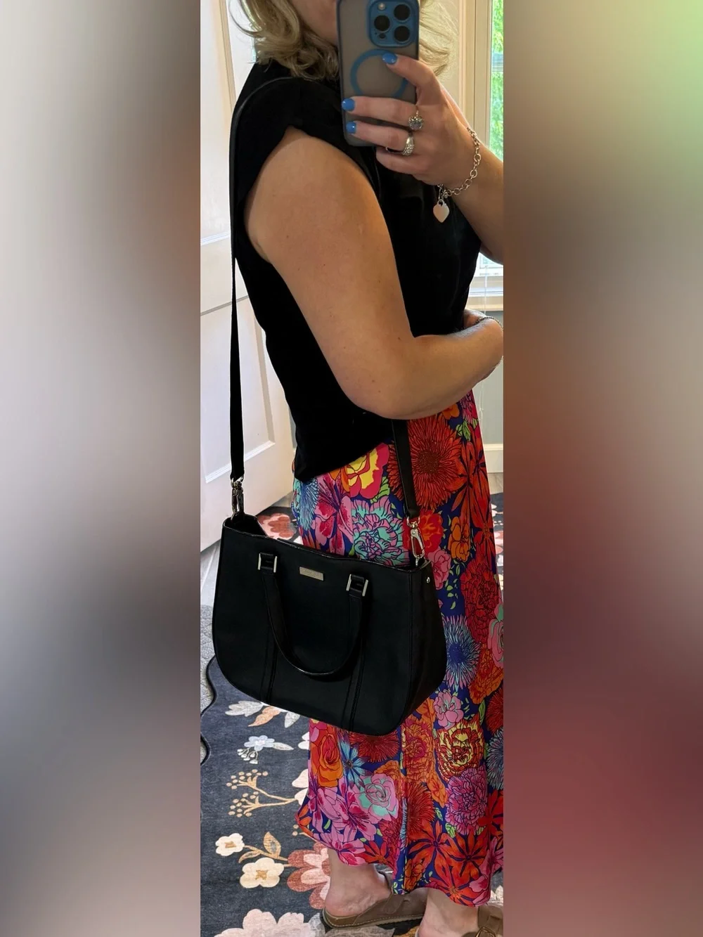 kate spade Newberry Black Saffiano Leather Shoulder Bag with Crossbody Strap - Picture 10 of 11